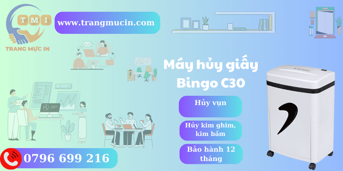 Máy hủy giấy, tài liệu Bingo C30