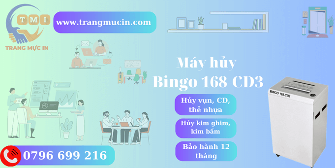 Máy hủy giấy văn phòng Bingo 168CD3 - hủy CD, thẻ nhựa