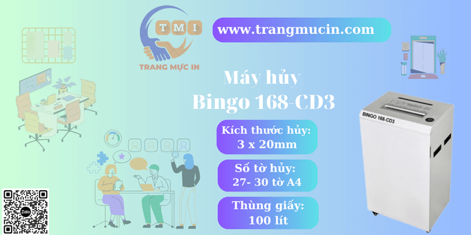 Máy hủy giấy Bingo 168CD3 - hủy CD, thẻ nhựa