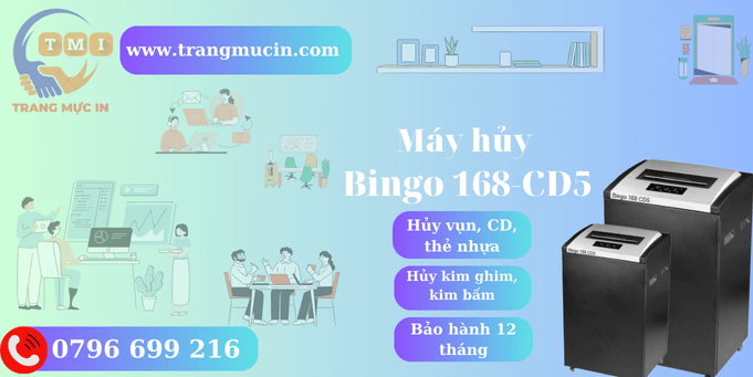Máy hủy giấy Bingo 168CD5 - hủy tài liệu công nghiệp
