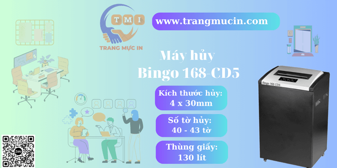 Máy hủy giấy Bingo 168CD5 - hủy tài liệu văn phòng