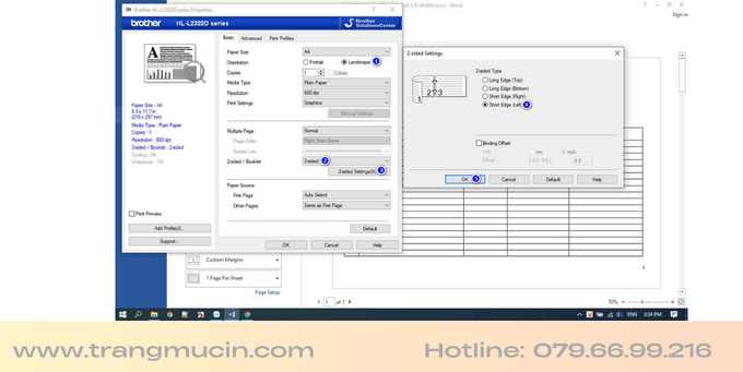Cách in 2 mặt máy in Brother HL-B2100D