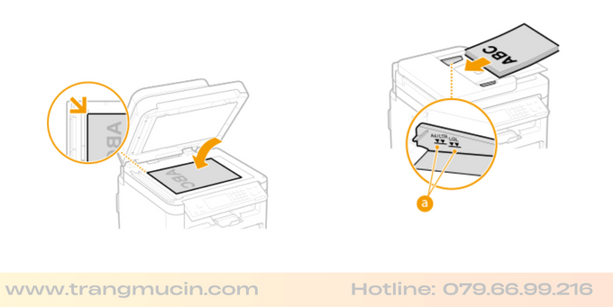 hướng dẫn cách copy tài liệu cho máy in canon mf 235 bước 1