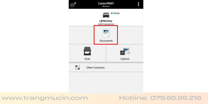 cách in từ điện thoại với máy in canon lbp 6030w bước 3