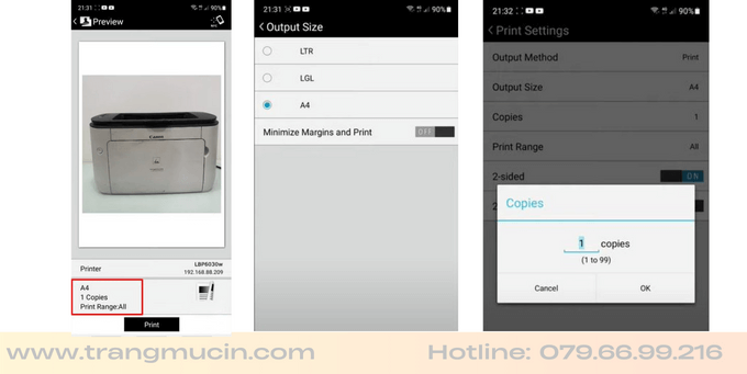 cách in từ điện thoại với máy in canon lbp 6030w bước 8
