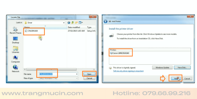 hướng dẫn cài đặt driver máy in canon lbp 6230dn bước 5
