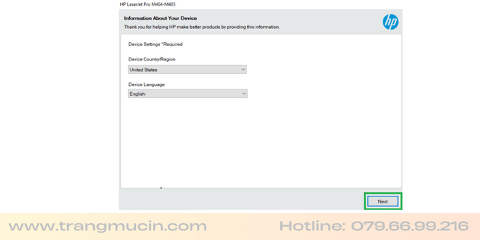 cài đặt máy in hp laserjet pro m404dn bước 5