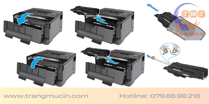 Thay hộp mực máy in HP M706n, M435nw - 93 toner cartridge