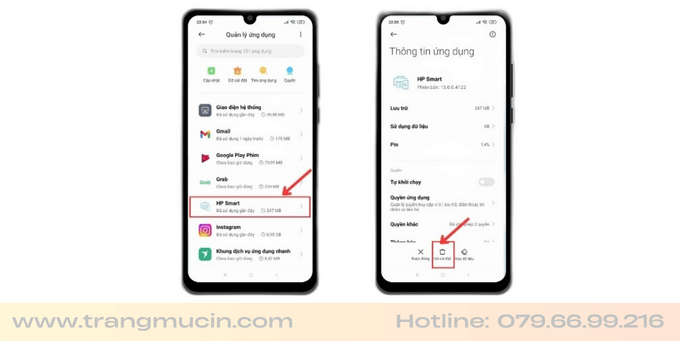 cách gỡ bỏ ứng dụng HP smart trên điện thoại