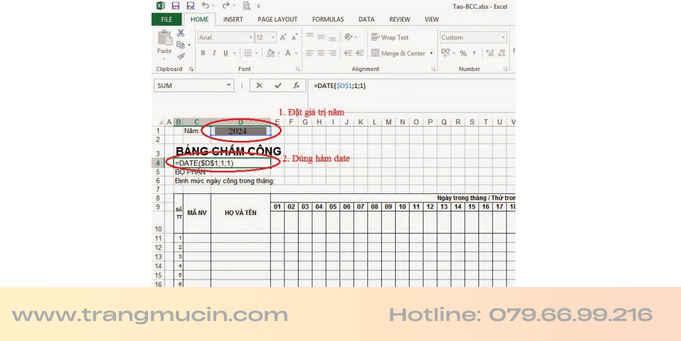 Cách làm bảng chấm công bằng excel-4