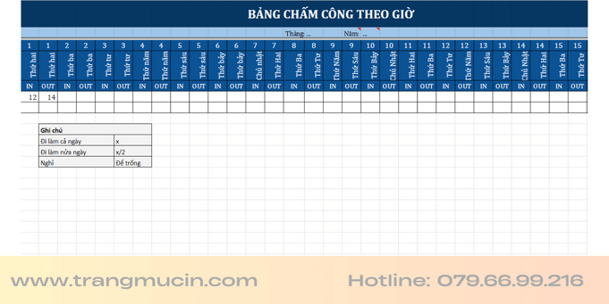 Cách điền bảng chấm công theo giờ