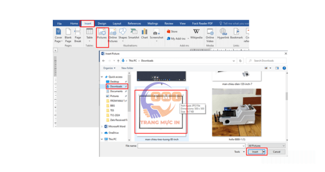 Cách chèn ảnh vào file Word trên máy tính