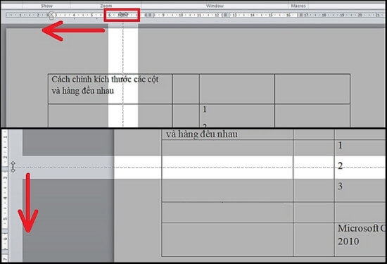 Cách căn chỉnh kích thước bảng Table Word 2010, 2016
