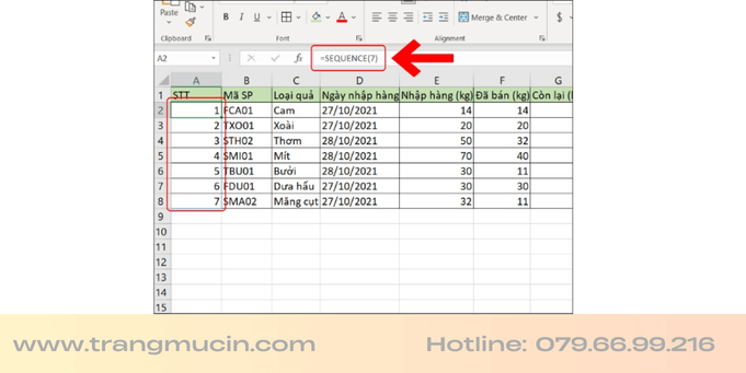 Cách tự đánh số thứ tự trong trang tính excel