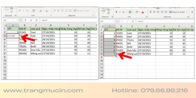 Cách đánh số thứ tự trong excel