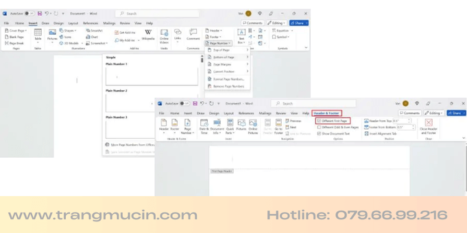 Cách đánh số trang trong word - 1