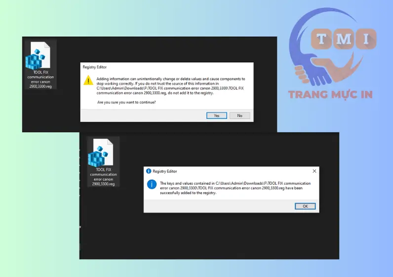Chạy file Fix Communication Error Canon 2900