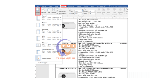 Lỗi máy in bị lệch lề in ra không đúng như trong Word, Excel