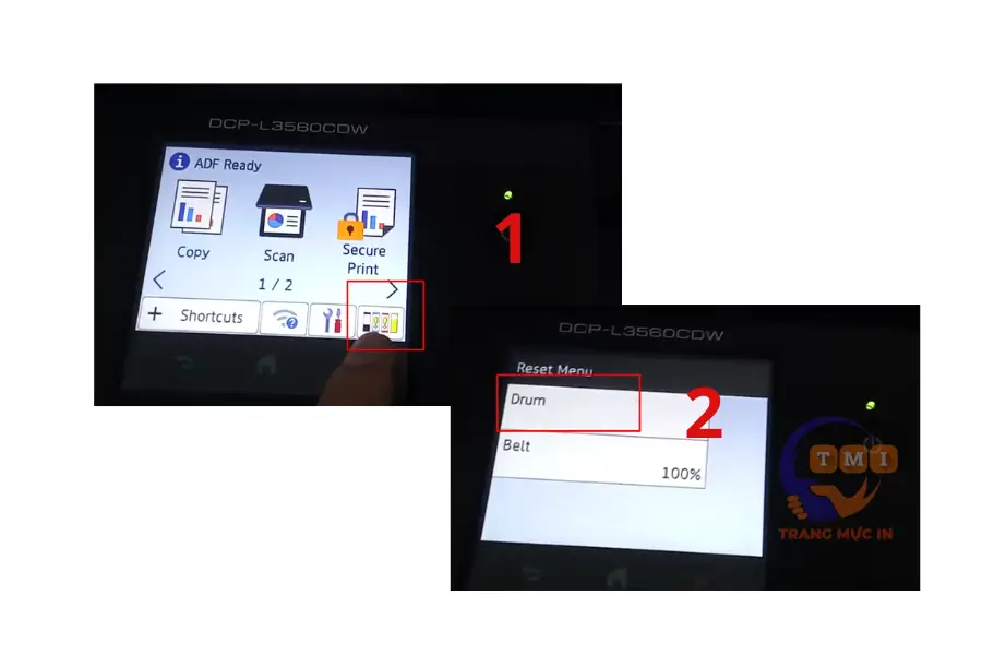 Reset drum máy in Brother MFC-L3760CDW & DCP-L3560CDW báo lỗi Reset drum