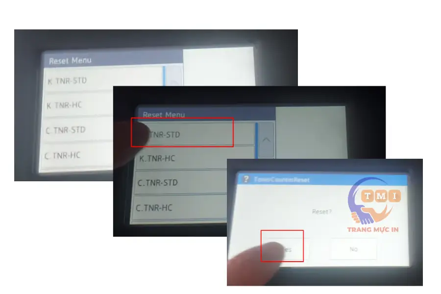 Cách reset mực máy in Brother MFC-L3760CDW & DCP-L3560CDW báo lỗi Replace Toner