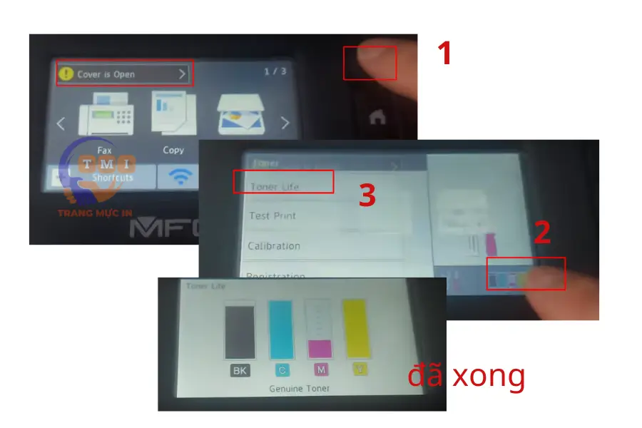 Cách reset mực máy in Brother MFC-L3760CDW & DCP-L3560CDW báo lỗi Replace Toner