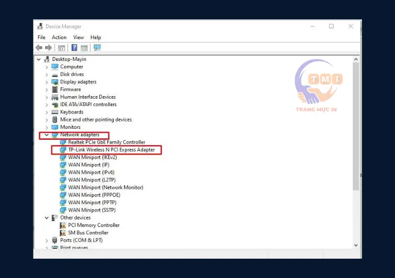 Cách tìm card mạng Network adapters trong Device Manager trên Windows