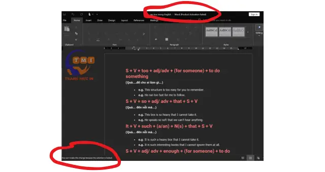 Thao tác click chọn nút Enable Editing trên thanh cảnh báo Protected View màu vàng