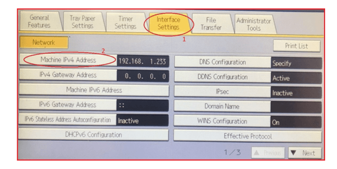 cách xem địa chỉ ip máy photocopy Ricoh 2
