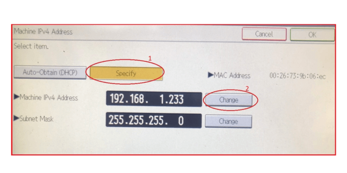 cách xem địa chỉ ip máy photocopy Ricoh 3