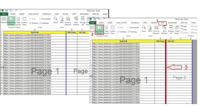 Cách ngắt trang trong Excel khi in