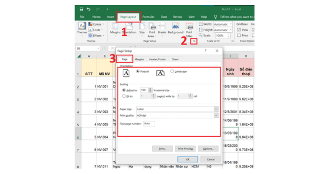 Cách in bảng trong Excel không bị mất cột