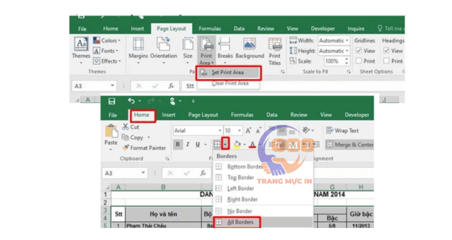 Cách in bảng trong Excel không bị mất dòng kẻ cuối cùng