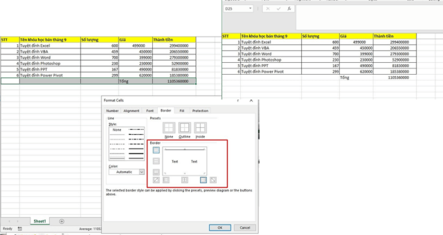 Cách xóa dòng kẻ trong file Excel - 05