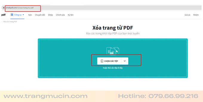 cách xóa trang pdf trên web online